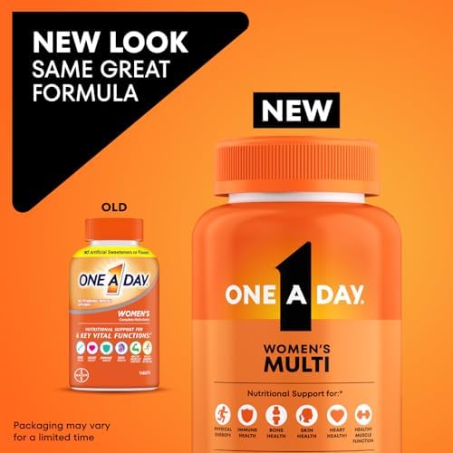 One A Day Multivitamin for Women- Daily Vitamins for Woman with Biotin, Calcium, Folic Acid, Iron & Zinc, Complete Women’s Vitamins, 200 Ct (Packaging May Vary)