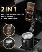 DYLEN Cup Holder Phone Holder for Car, 2 in 1 Cup Holder Phone Mount with Adjustable Base, Long-Arm Supports 360° Rotation, Car Phone Holder Compatible with All Phones| Anti-Slip&No Shake Design