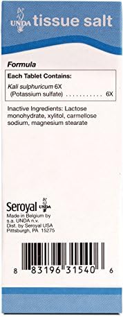 UNDA Kalium Sulfuricum 6X | Homeopathic Remedy Supports Temporary Relief of Minor Symptoms Associated with Skin Irritation | 100 Tablets