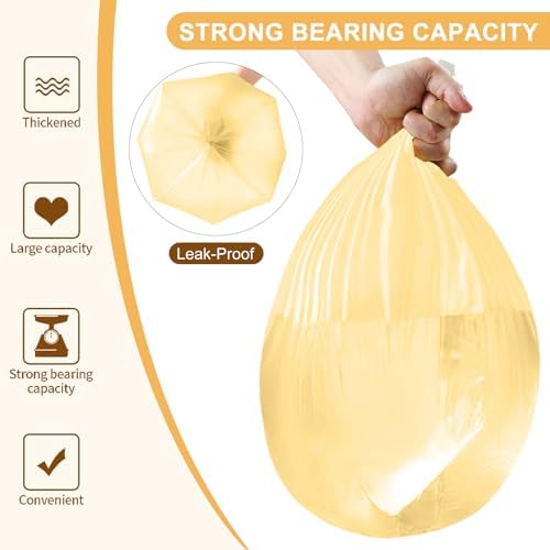 5 Rolls Small Trash Garbage Bags, 2.6 Gallon Strengthen Trash Bags, Durable Plastic Bags for Kitchen Office Home Bedroom Garden Waste Bin, Fit 10 Liter Trash-Can-Liners, 100 Count (Golden)