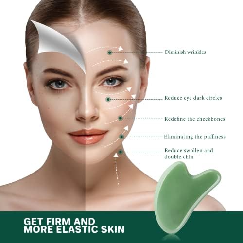 Gua Sha Facial Tools, GuaSha Massage Tool Guasha Board for SPA Acupuncture Therapy Trigger Point Treatment, Gua Sha Scraping Massage Tool (Green)