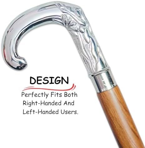Antique Spiral Brown Wooden Walking Stick with Silver Brass Designer Parrot Handle Walking Wooden Cane for Gift Men & Women