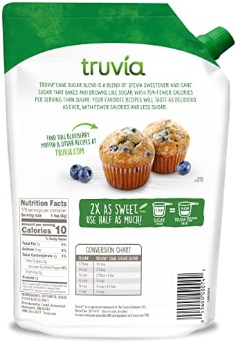 Truvia Cane Sugar Blend, Natural Stevia Sweetener and Cane Sugar, 24 oz (Pack of 4)