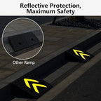 Rubber Curb Ramp, 6" Rise Height 2 Pack, Heavy-Duty 11000 lbs/5 T Capacity Threshold Ramps for Sidewalks, 17.13" L x 13" W Driveway Curb ramps with Deepened Anti-Slip Texture for Cars