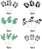 24 Pack Panda Cupcake Toppers Glitter Green Bamboo Cupcake Picks Cute Animal Bear Cake Decorations Baby Shower Kids Birthday Panda Theme Party Supplies