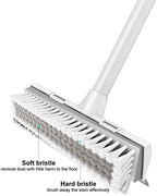 BOOMJOY Floor Scrub Brush with Long Handle, 2 in 1 Scrape and Brush, Stiff Bristles for Cleaning Bathroom, Patio, Garage, Kitchen, Deck, Tile