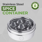 Nature's Own Stainless Steel Indian Spice Box/Masala Box/Masala Dabba/Spice Container - 7 Containers, Steel Masala Box/Spice Dabba/Spice Box, Spice Box for Chefs (Small)
