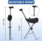FATTCHIAR Walking Cane with Seat, Adjustable Height 34"-38" Cane Chair Capacity 220lbs, Folding Lightweight Portable Stool for Adults Seniors