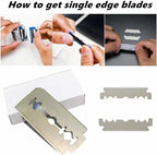 Megan beard shaping tool,5 piece set beard shaper for man - include professional straight edge razor,template guide,10 count of double edge blades,barber pencil and stainless steel scissors.