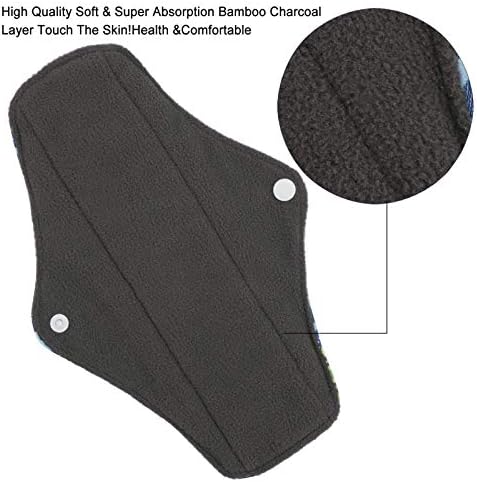 Reusable Menstrual Pads (7 in 1, 25.4cm 4 Layers), Bamboo Cloth Pads for Heavy Flow with Wet Bag, Large Sanitary Pad Set with Wings for Women, Washable Overnight Cloth Panty Liners Period