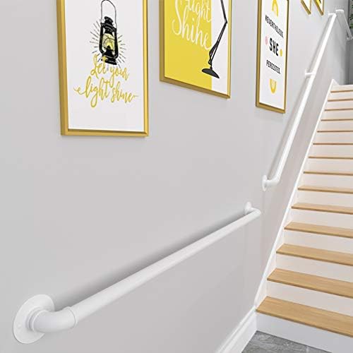 Wall il 30-600cm Adjustable Stair Railing for Indoor & Outdoor White Wrought Iron Metal il (Size: 120cm) - Safe & Stylish Support for Stairs