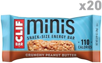 CLIF BAR Minis - Crunchy Peanut Butter - Made with Organic Oats - 5g Protein - Non-GMO - Plant Based - Snack-Size Energy Bars - 0.99 oz. (20 Pack)