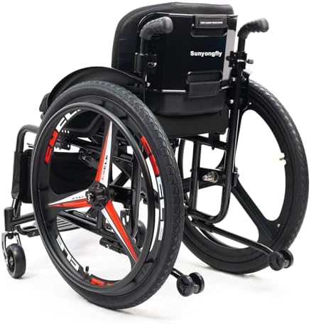 Sport wheelchair 24-inch rear wheels for stability and easy removal Hole diameter 12.7mm(Black Single wheel)