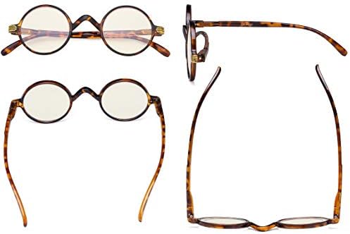 Eyekepper Round Blue Light Filter Glasses Women Men - Blocking UV Ray Anti Screen Glare Computer Readers - Brown/Tortoise +1.50