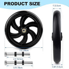 2Pcs 7.5 Inch Replacement Wheelchair Wheels for Walkers, Wheelchairs, Rollators, Durable Anti-Slip ABS Wheels Aid for Adults, Seniors