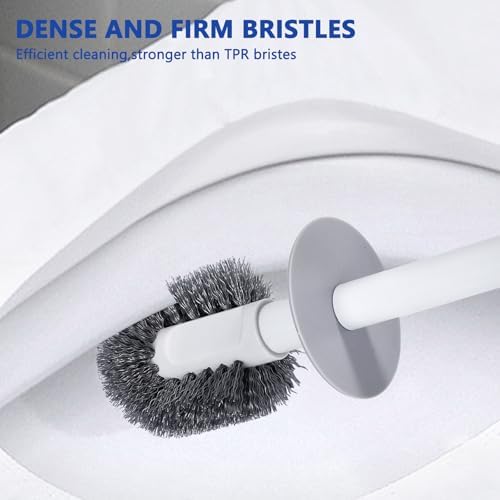 GENERIC Toilet Brush and Plunger Set, Integrated Storage 3-in-1 Toilet Brush and Plunger Combo with Gap Cleaning Brush, Bathroom Multi-Purpose Cleaning Set (White Gray)