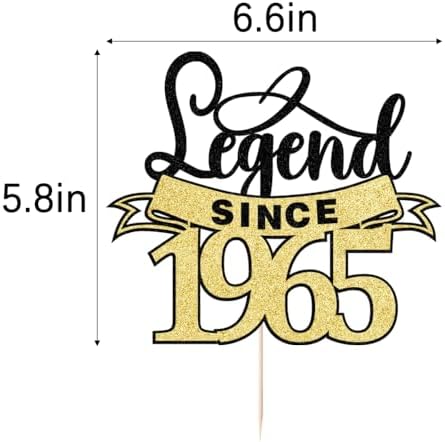 legend since 1965 cake topper Happy 60th Birthday Cake Topper Black Gold Glittery 60th Birthday/Wedding Anniversary Party Sign Decorations (1965)