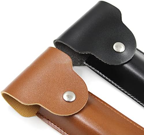 2PCS LinMei Razor Protective Travel Cover for Straight, Shavette and Barber Razors Shaving Pouch Holder (Brown, Black)