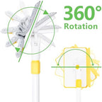 Baseboard Cleaner Tool with Long Handle,Wall Cleaner Mop with Extendable Handle 1 Stiff Bristles mop Head and 4 Reusable Cleaning Pads，Duster for Cleaning Tile Ceiling Window Skirting Board