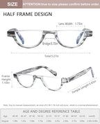 EYEURL Half Frame Reading Glasses for Women-4 Pack Blue Light Glasses Fashion Computer Readers for Women Anti UV Ray Eyeglasses with Spring Hinges,1.5