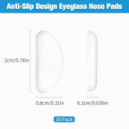 Eyeglass Nose Pads,30 Pack Clear Soft Silicone Adhesive Nose Pads for Glasses and Plastic Frames,Eyeglass Nose Pads Anti Slip to Keep Glasses from Sliding for Eyeglasses & Sunglasses Accessories