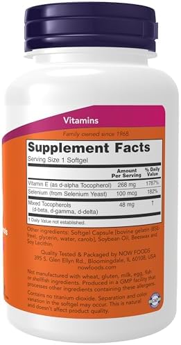 NOW Supplements, Vitamin E-400 IU, Mixed Tocopherols, Antioxidant Protection*, 100 Softgels