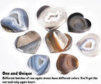 JIC Gem Large Agate Heart Crystal Geode Druzy Palm Worry Stone Reiki Crystals and Healing Stones 3.5-3.9"(90-100mm)