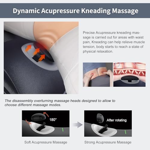 ALPHAY Multifunctional Lumbar Traction Device with Dynamic Lumbar Stretching & Knead Massage, Heat & Vibration Physical Therapy, Lower Back Massager Lumbar Traction at Home, Office, Waist Pain Relief