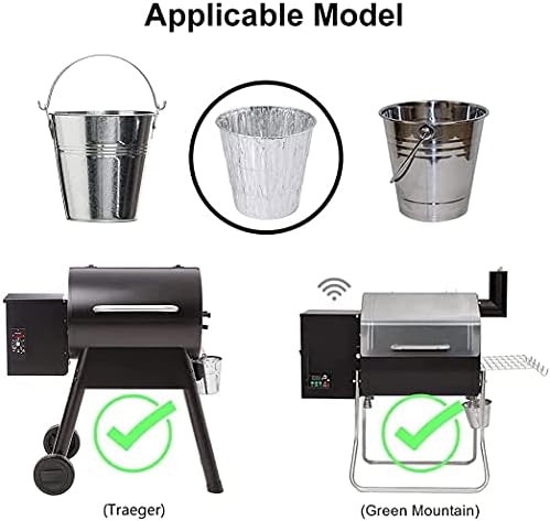10 Pack Grease Bucket Liner Compatible with Traeger, Pit Boss, Camp Chef, Pellet Grill & Smoker, 6 Inch High Disposable Foil Drip Pan Liners