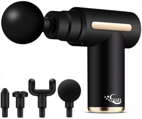 Mini Massage Gun with LCD Display – Deep Tissue Percussion Massager, 6 Speeds, 4 Heads, Super Quiet, Portable Muscle Relief Massage Gun with USB Charging & Travel Case