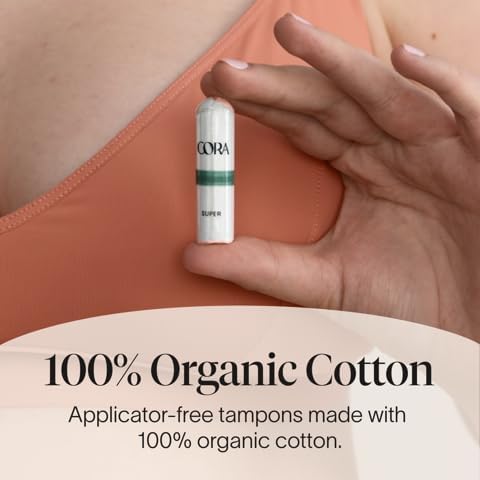 Cora Organic Cotton Non-Applicator Tampons (36 Light Non-Applicator Tampons)