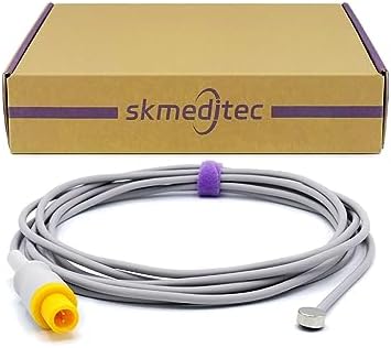 skmeditec Compatible with MindrayDatascope Reusable Temperature Probe, 9.8FT Adult Skin Sensor Cable with 2 Pins Connector, Replacement Cord for 0011-30-37393, MR403B
