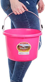 Little Giant® Plastic Animal Feed Bucket | Round Plastic Feed Bucket with Metal Handle | Made in USA | 8 Quarts | Hot Pink