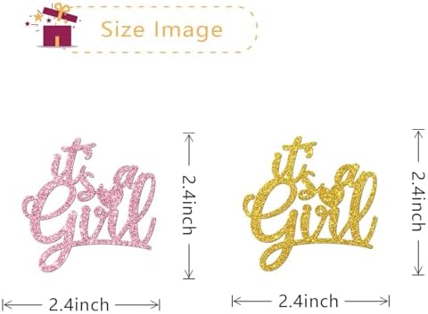 MonMon & Craft It's a Girl Cupcake Toppers - Baby Shower Cupcake Toppers - Girls 1st Birthday - Gender Reveal Party Cupcake Decorations - Glitter 24 Pcs