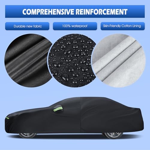 Car Cover Custom Fit for 2008-2026 Mercedes Benz C-Class C300 C350 C400 C450, Migaven Waterproof Full Exterior Cover Sun Rain Protection with Door Zipper and Cotton Lining