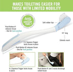 Juvo Toilet Aid - Personal Bottom Wiping Tool, Bathroom Mobility Aid for Disabled, Elderly, and Surgery Recovery - 18" long wand with hygienic cover