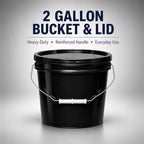 MKS Plastics 2-Gallon Bucket with Airtight Lid – Made in USA, Food Grade BPA Free Plastic, Heavy Duty Multi-Use, Metal Handle with Grip, Stackable Storage – Black, 1 Pack