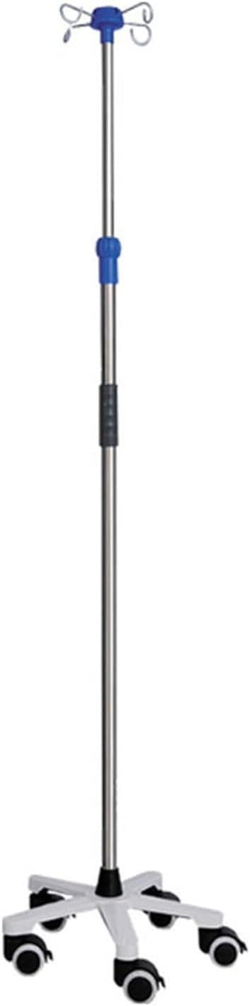 Pole Portable, Stainless Steel Infusion Stand with 4 Hooks and Wheels, Height Adjustable 43.3in-81.5in Movable drip Rack