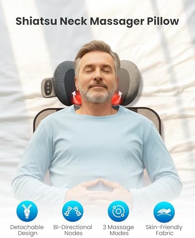 COMFIER 10-Motor Vibration Massage Mat with Detachable Shiatsu Neck Pillow - Full Body Heating Massage Pad, 5 Modes & 3 Intensities, Auto Shut-Off, Home Relaxation, Mothers Day Gift