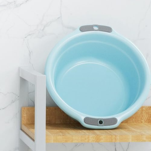 Round Plastic Wash Basin, Thicken Large Capacity Anti Slip Wash Basin, Washing Face Clothes for Home Bathroom Dormitory, for Washing Cleaning Foot Bath (S(283 X 180mm / 11.14 X
