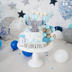 44 PCS Elephant Cake Toppers - Mini 3D Elephant BABY Letters Milk Bottle Blue Gold Foam Balls Cake Toppers for Boy Girl Birthday Party Baby Shower Cake Decorations