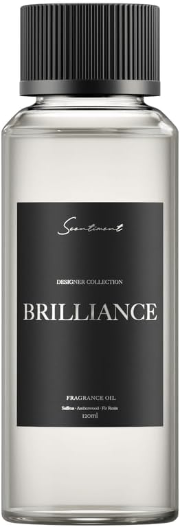 Scentiment Diffuser Oil - Brilliance Designer Collection | Aromatherapy Home Fragrance | Luxurious Scent with Notes of Saffron, Amberwood, Fir Resin (120 ml / 4.06 Fl Oz)