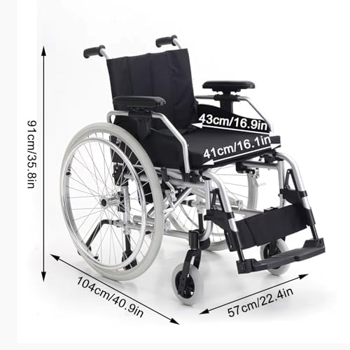 Sports and Leisure Wheelchairs for Adults,Aluminum Alloy Wheelchair, Lightweight Folding Transport Wheelchairs with Adjustable Footrest and Anti-tippers,220 lb Capacity