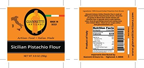 Giannetti Artisans Sicilian Pistachio Flour from Sicily (100% Ground CERTIFIED Sicilian Pistachios from Bronte, 8.8 OZ)