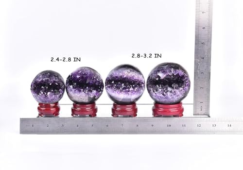 AMOYSTONE Amethyst Cluster Ball 2.8-3.2" Witchcraft Ritual Orb with Natural Druzy Formation