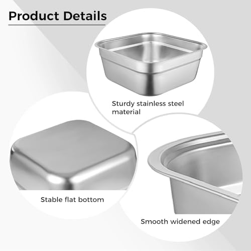 Stainless Steel Washing Up Bowl, Multi-Purpose Dish Tub for Sink, Large Square Container for Kitchen, Vegetable Washing Basin, Multi-functional Metal Dishpan for Home