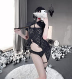 SINMIUANIME Sexy Womens Qipao Dress Cheongsam Lingerie Set Anime Cosplay Sleepwear With The Same Socks