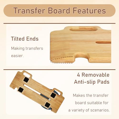 Slide Transfer Board with 360° Turntable,Slide Board MakeTransfers Easier,Heavy-Duty Sliding Board for Patient Senior and Handicap Move Assist and Slide Transfer,Wheelchair to Bed/Toilet/Bathtub/Car