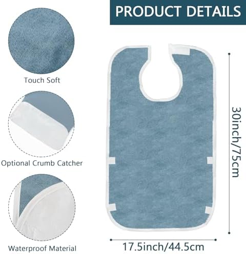3 Pack Adult Bibs Adjustable Clothing Protectors for Men Women Eating Bibs for Elderly Adults