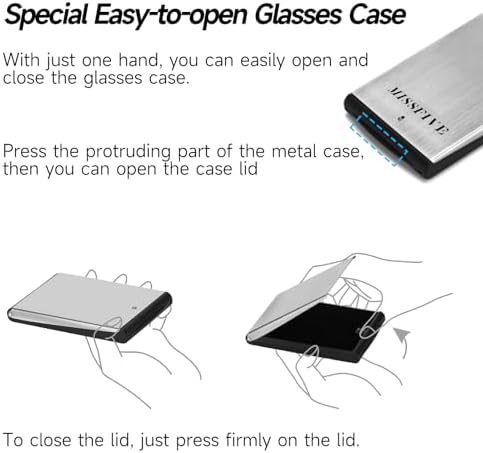 Missfive Premium Folding Reading Glasses Blue Light Blocking for Men Women, Ultra Thin Foldable Portable Travel Readers with Durable Pocket Metal Case, Compact Eyewear 2.0x